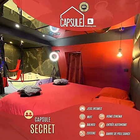 Capsule Secret - Jacuzzi - Netflix & Cinema - Jeux De Couple - Barre De Pole Dance Aparthotel Valenciennes